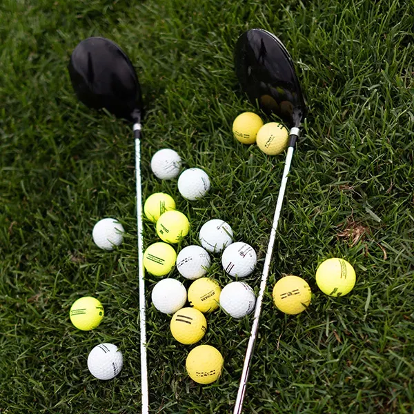 Drivers and balls from the driving range at Market Sports.