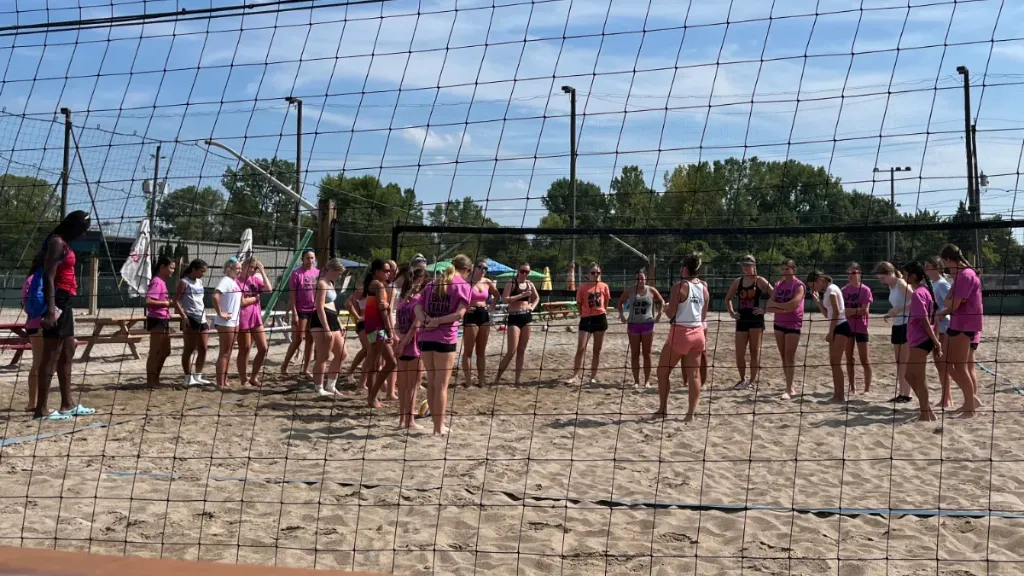Beach volleyball action at Market Sports.